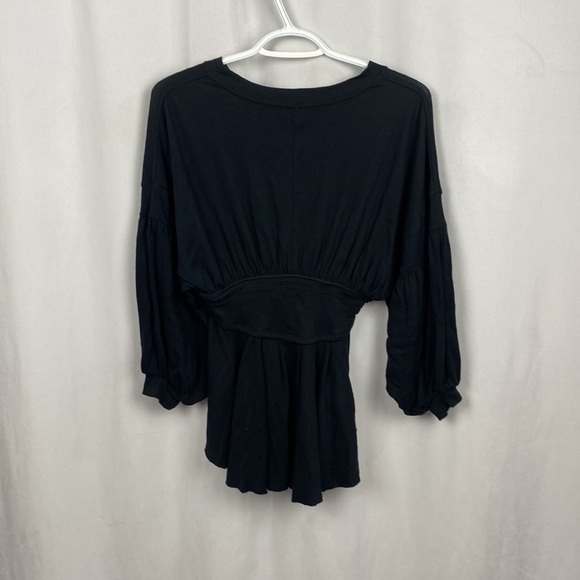 Free People Black Time Traveler‎ Empire Waist Dolman Bishop Sleeve Top - Size XS - Picture 10 of 11